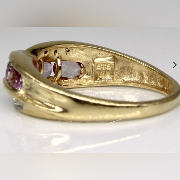 14k Pink Sapphire and Diamond Ring - Picture 3 of 5